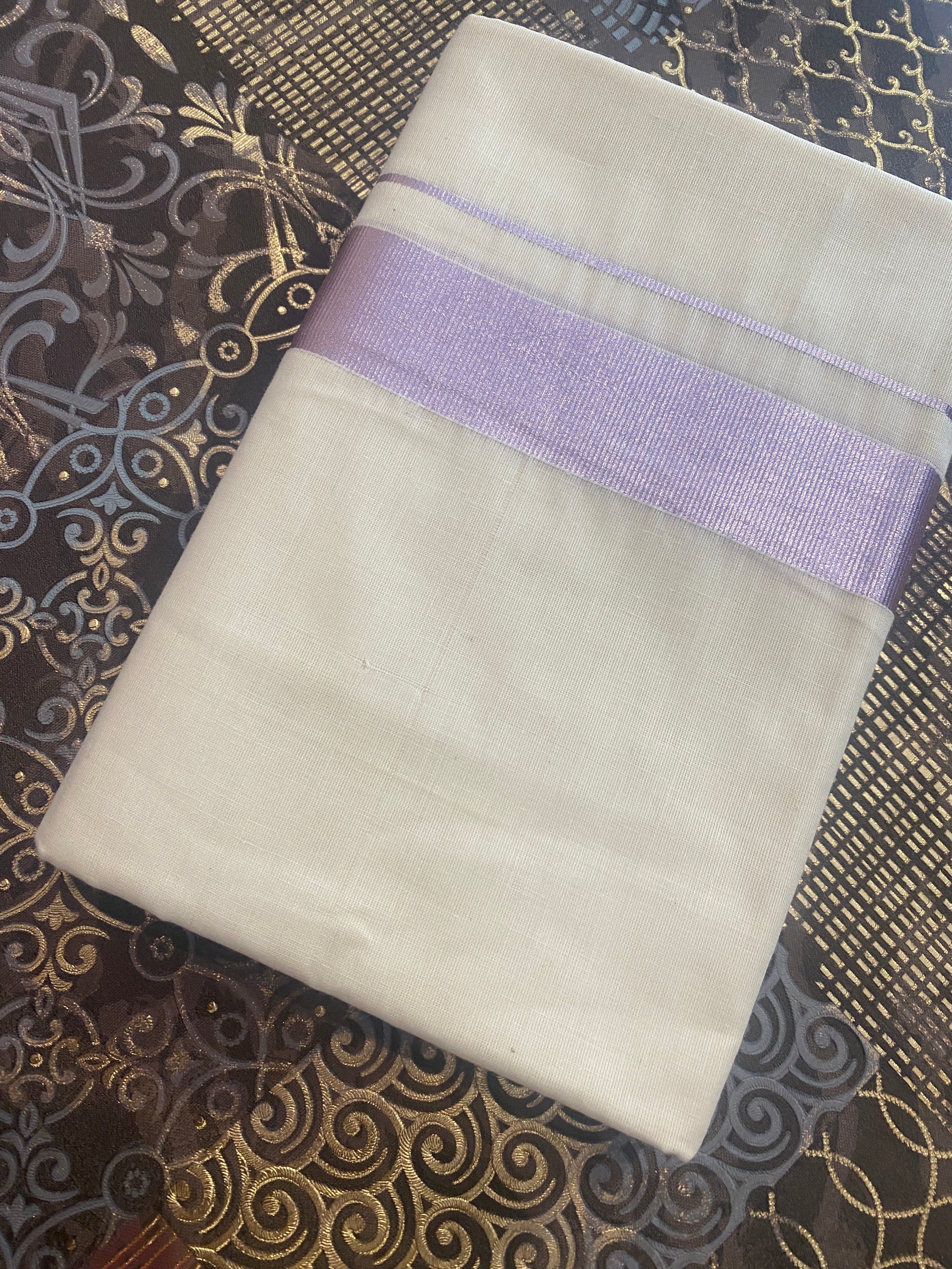 Aruna A002 – Rose Gold Zari Border Dhoti