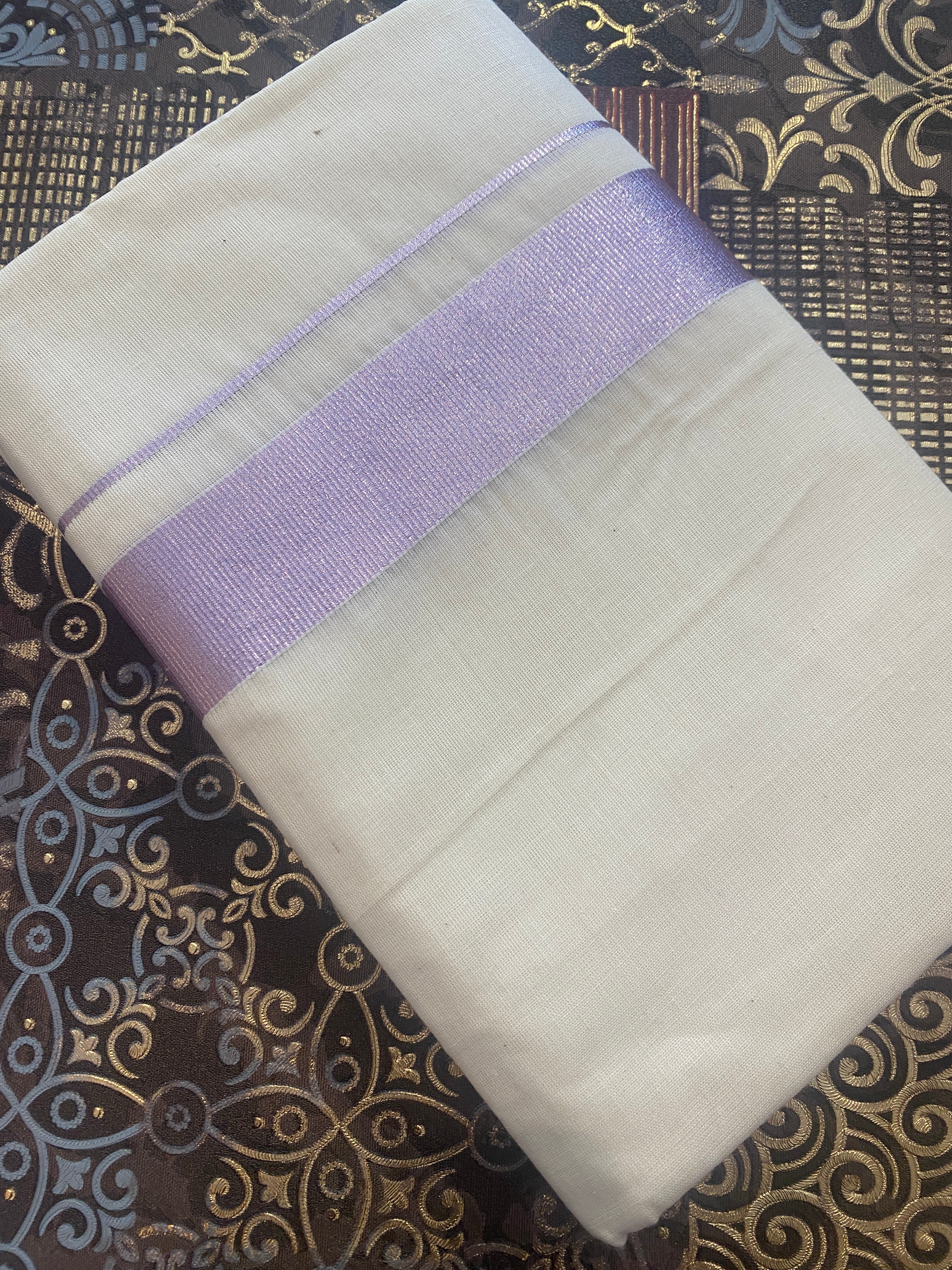 Aruna A002 – Rose Gold Zari Border Dhoti