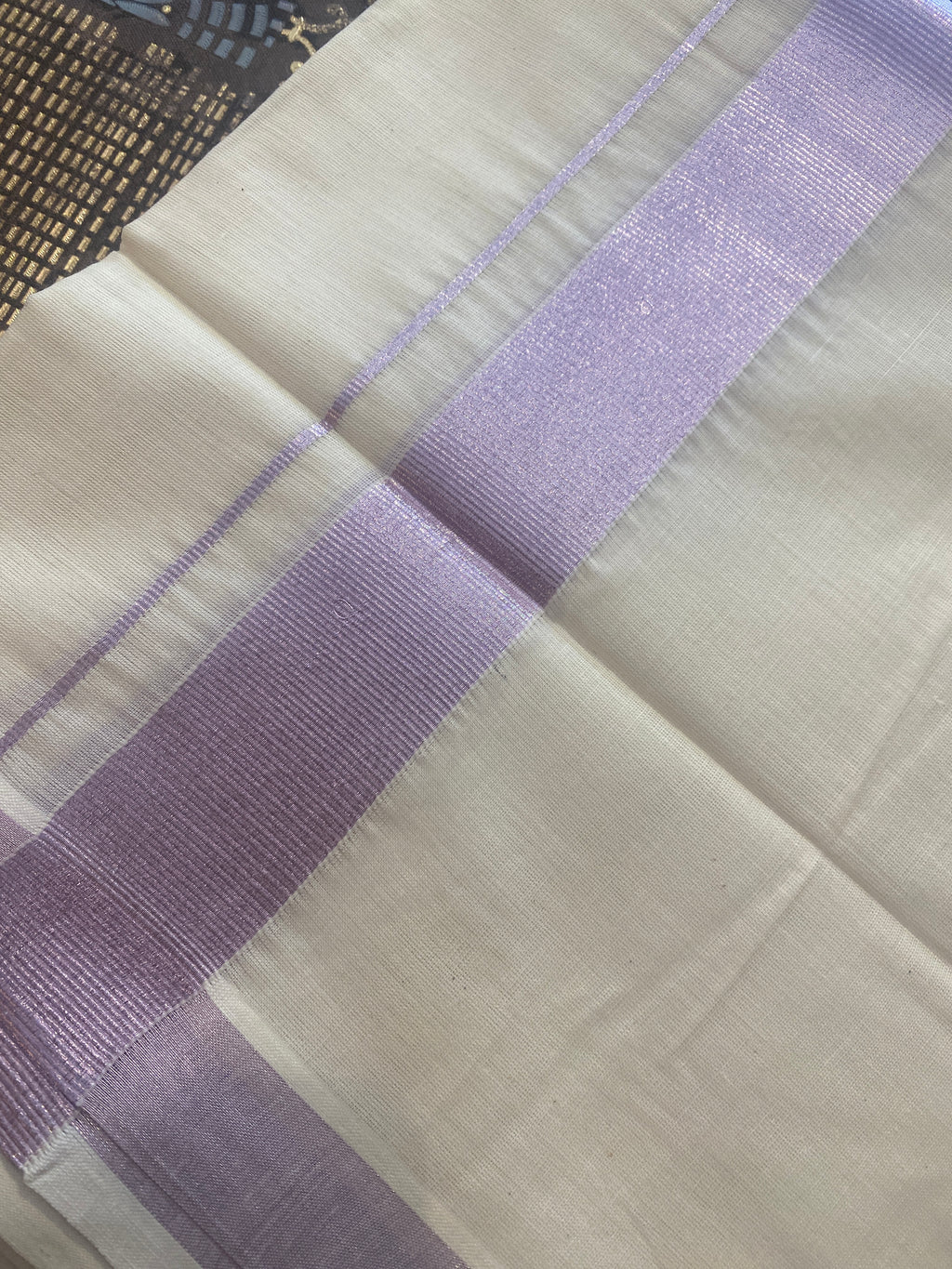 Aruna A002 – Rose Gold Zari Border Dhoti