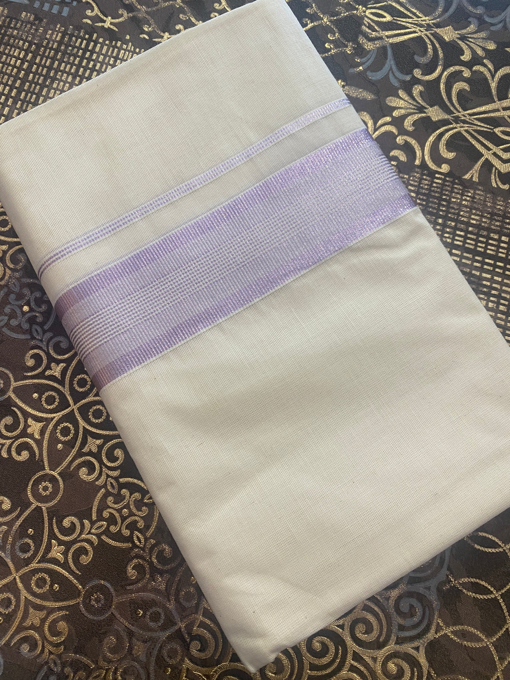 Aruna A004 – Rose Gold Zari Border Dhoti