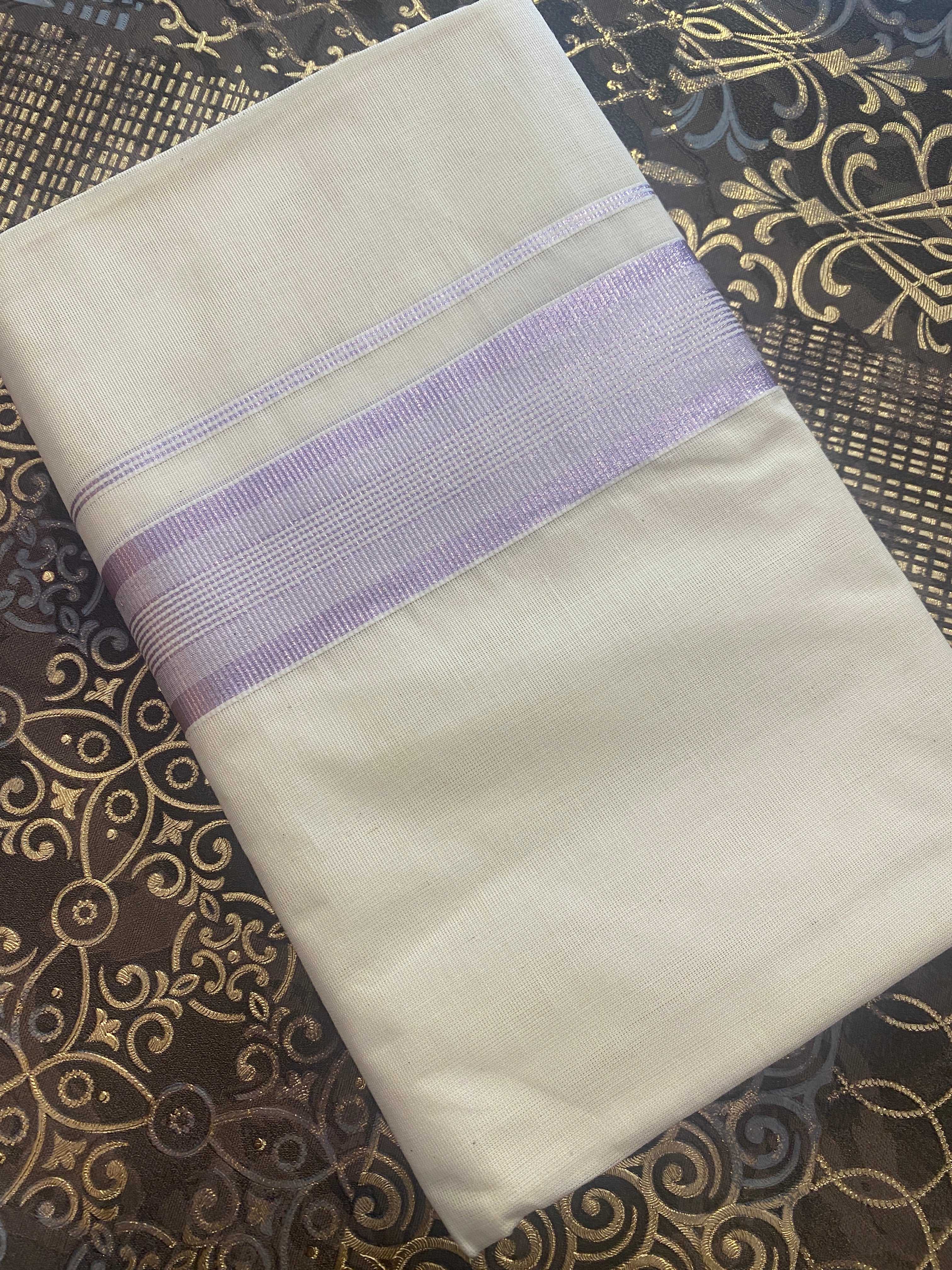 Aruna A004 – Rose Gold Zari Border Dhoti
