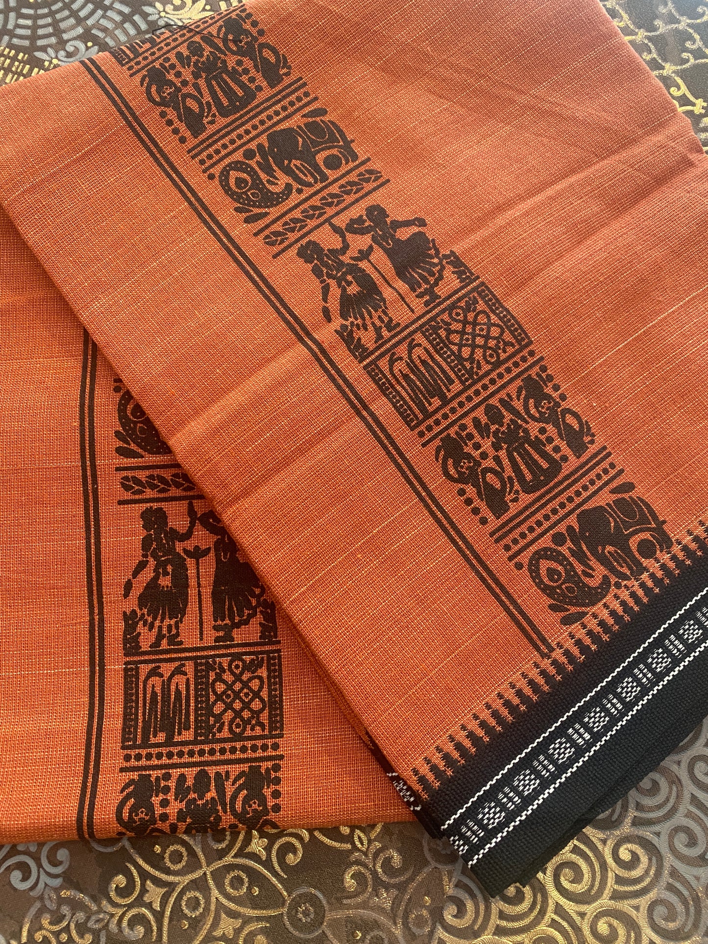 Premium Kaavi Dhoti – Traditional Printed Kara