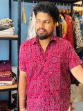 Kolachitra - Wine Red Pure Cotton Hand Block Print Shirt